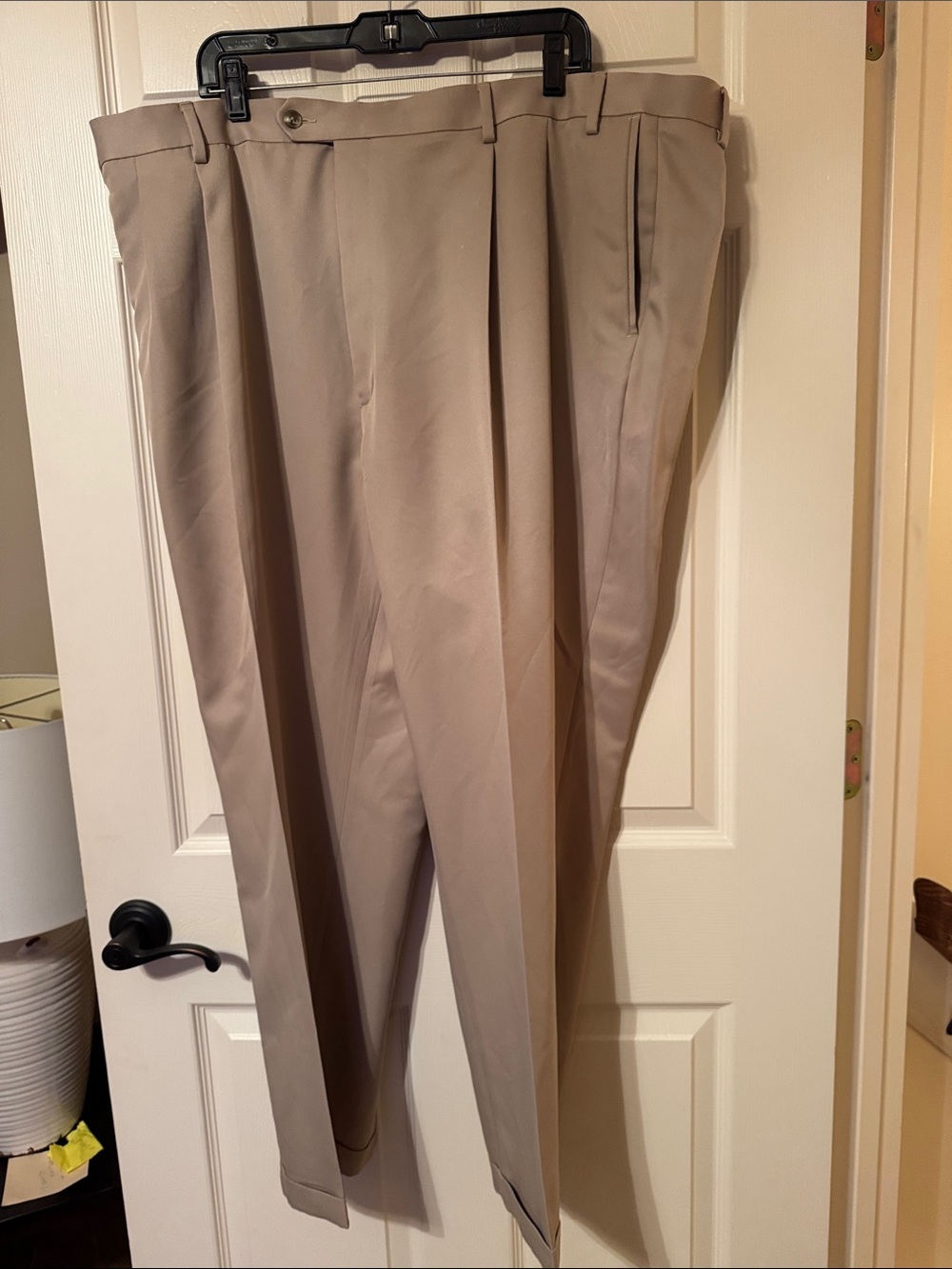 Men's Dress Pants in Tan — Classic Pleated Flat Front